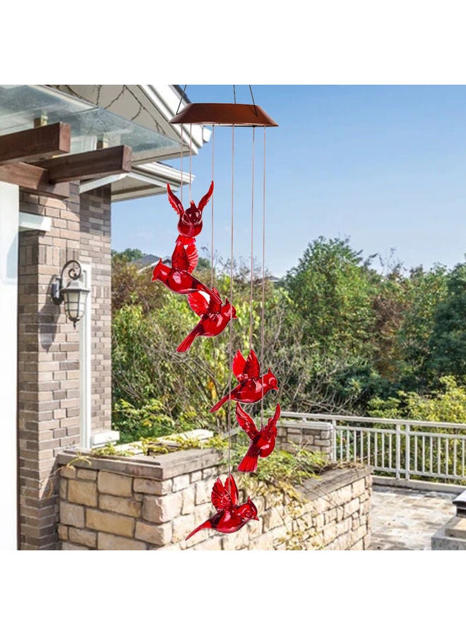 Decorative Solar Powered Birds Wind Chime Red 71x12.5cm - Image 4