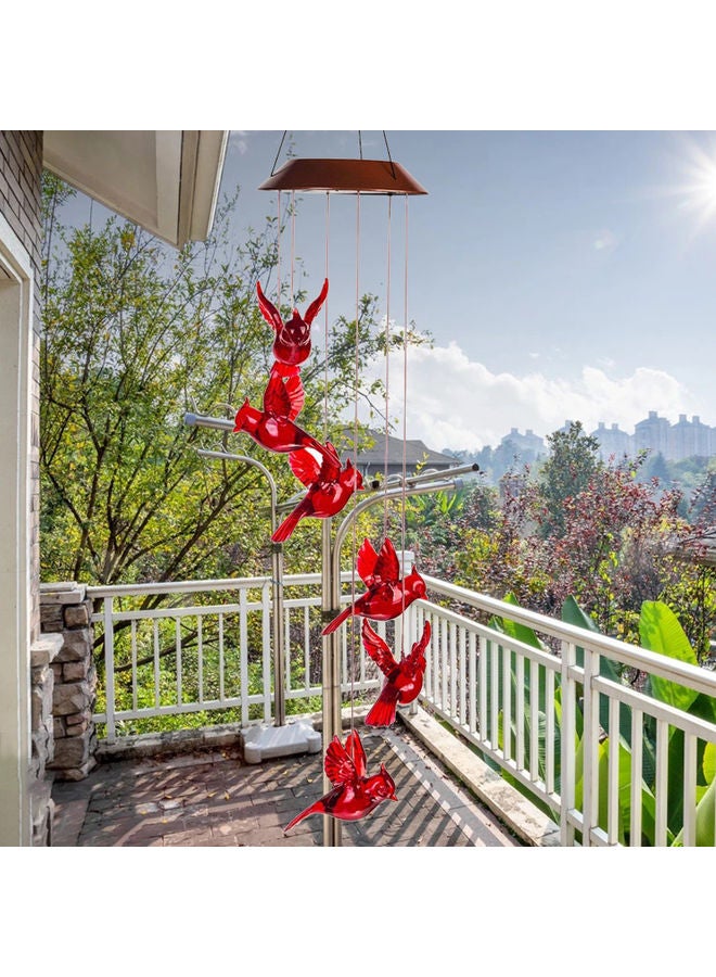 Decorative Solar Powered Birds Wind Chime Red 71x12.5cm - Image 5