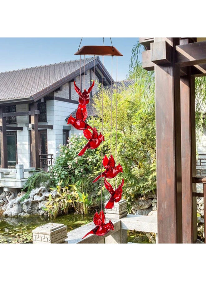 Decorative Solar Powered Birds Wind Chime Red 71x12.5cm - Image 3