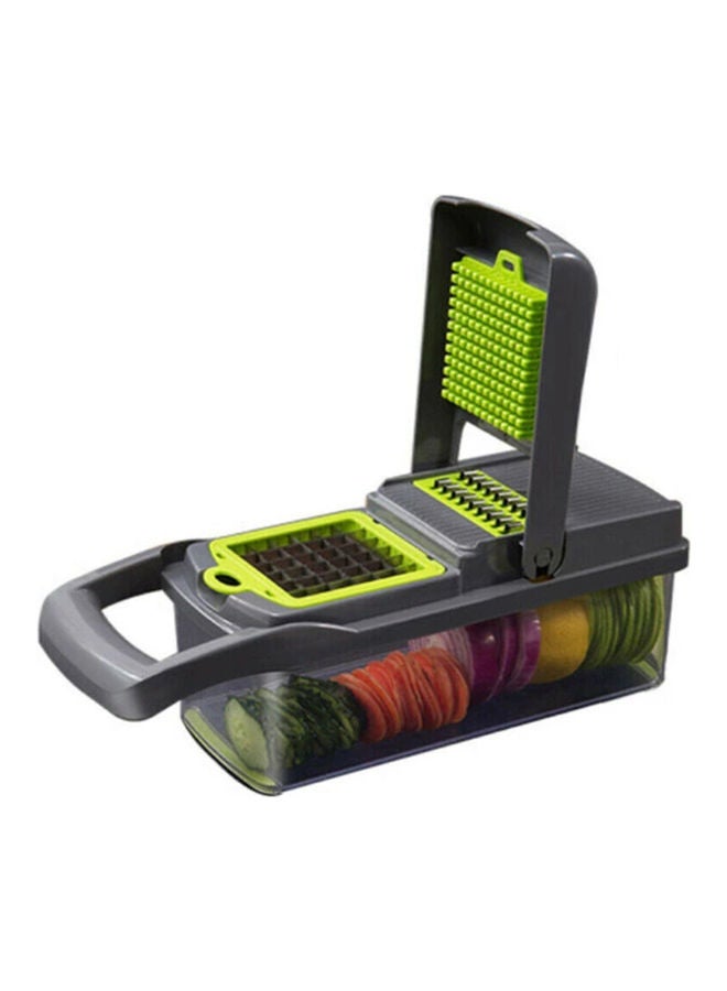 7-In-1 Multifunctional Vegetable Cutter With 8 Blades Grey/Green/Clear  - Image 1