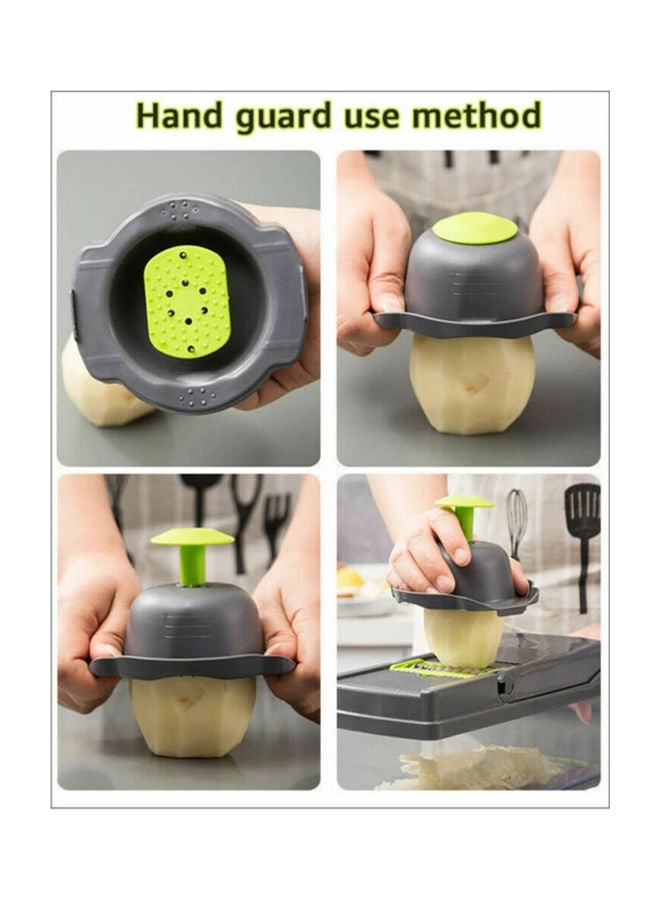7-In-1 Multifunctional Vegetable Cutter With 8 Blades Grey/Green/Clear  - Image 2
