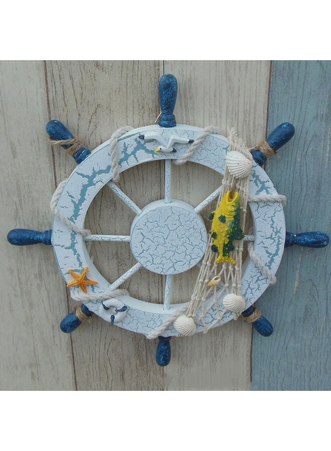 Mediterranean Cracked Boat Ship Helm Steering Wall Hanging Wheel Multicolor 30x30x4cm - Image 3