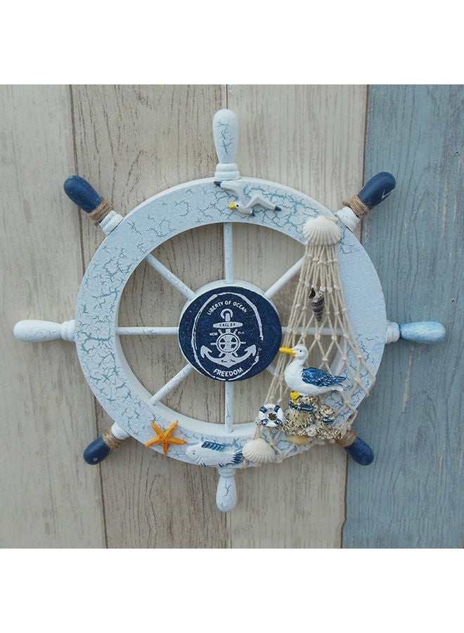 Mediterranean Cracked Boat Ship Helm Steering Wall Hanging Wheel Multicolor 30x30x4cm - Image 4