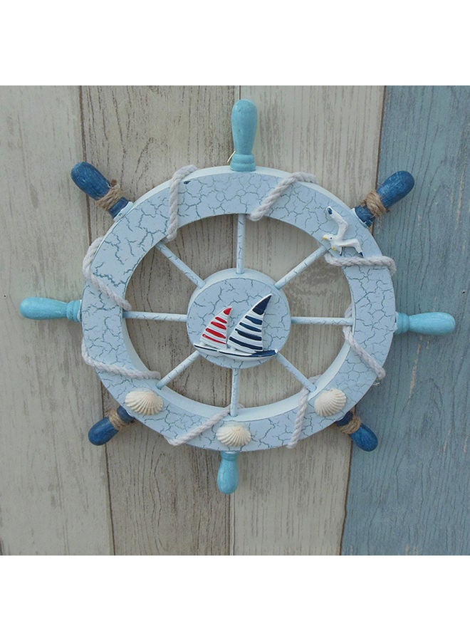 Mediterranean Cracked Boat Ship Helm Steering Wall Hanging Wheel Multicolor 30x30x4cm - Image 5
