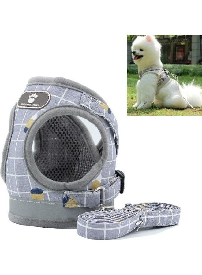 بي جي إم Reflective And Breathable Vest Traction  Pet Rope With Chest Leash Grey Grid XL - Image 2
