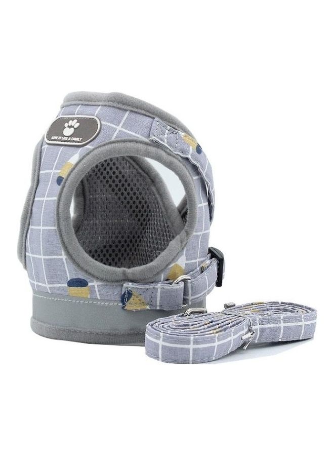 بي جي إم Reflective And Breathable Vest Traction  Pet Rope With Chest Leash Grey Grid XL - Image 1