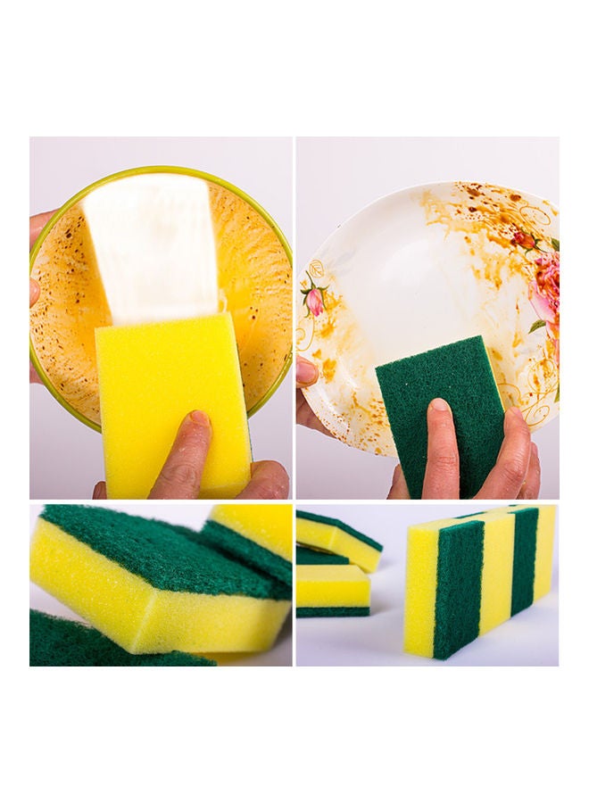 2-Piece Household Dish Washing Cleaning Sponge Set Green/Yellow - Image 3