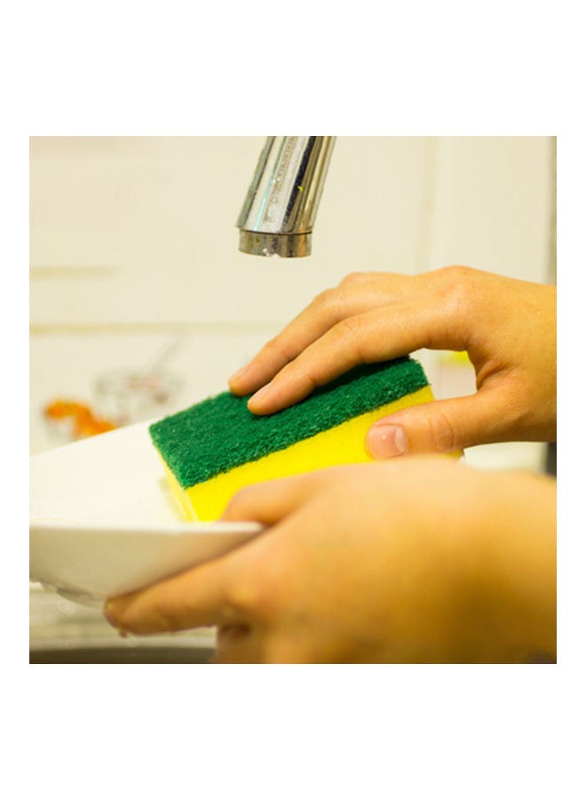 2-Piece Household Dish Washing Cleaning Sponge Set Green/Yellow - Image 4