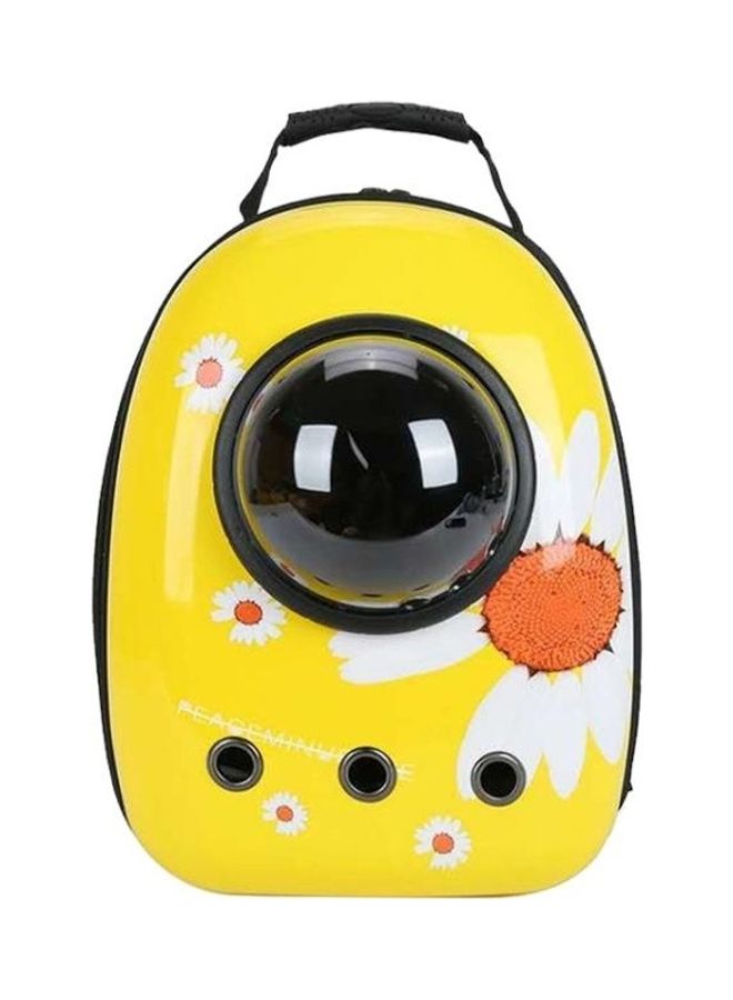 بي جي إم 12-Hole Breathable Transparent Go Out Portable Space Capsule Pet Carrier Backpack for Cat Yellow Chrysanthemum - Image 2