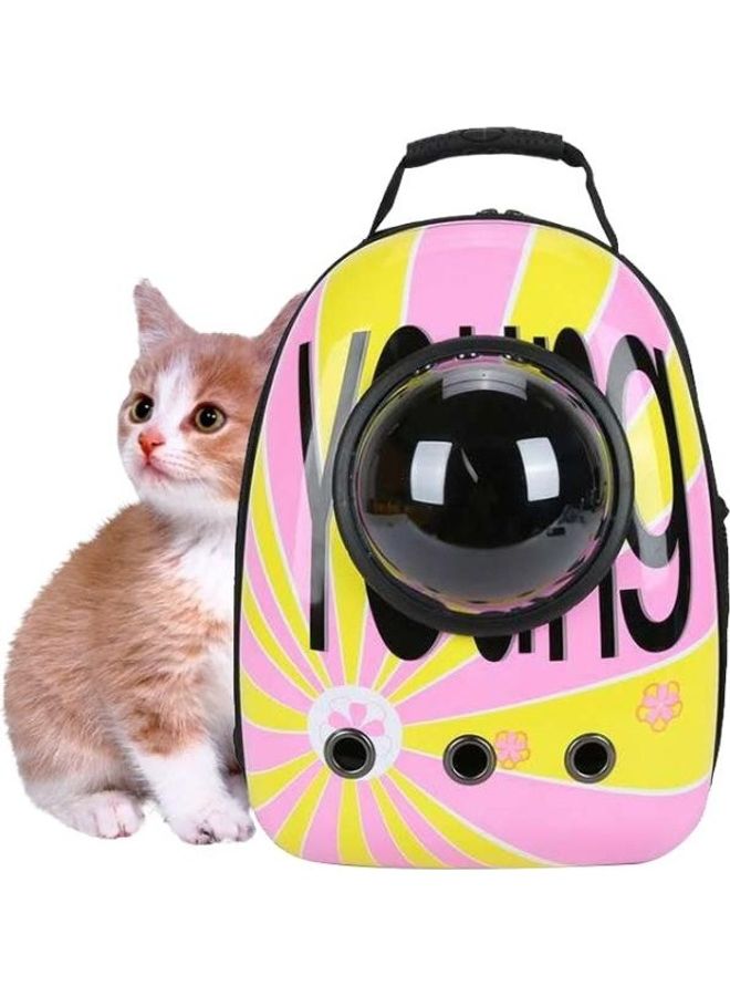 BGM 12-Hole Breathable Transparent Go Out Portable Space Capsule Pet Carrier Backpack for Cat Yellow-Green Letters - Image 1