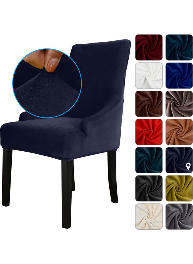 Velvet Slipcovers Removable Washable Soft Dining Chair Protector Cover Dark Blue 25 x 2 x 19cm  - Image 1