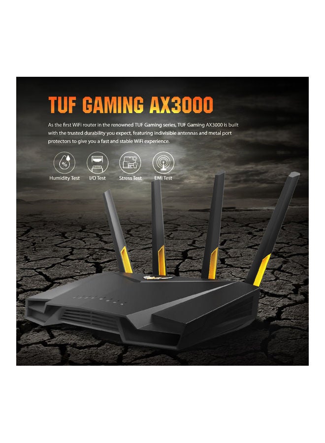 ASUS - TUF Gaming AX3000 V2 Dual Band WiFi 6 Gaming Router with Mobile Game Mode, 2.4GHz / 5GHz Bands, Up to 3000 Mbps, 2.5Gbps Port, Wi-Fi 6, AiProtection Pro Network Security, 90IG0790-MU9B00 Black - Image 1