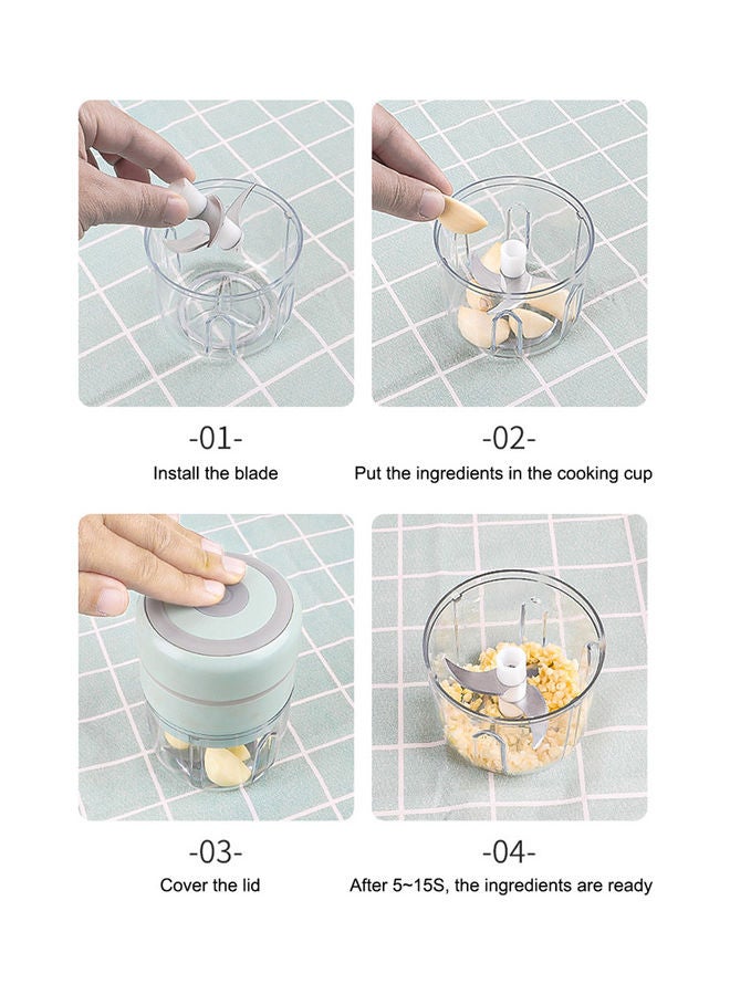 هراسة ثوم كهربائية لاسلكية صغيرة ومحمولة زهري/شفاف - Image 2