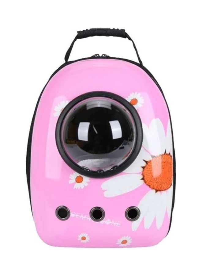 BGM 12-Hole Breathable Transparent Go Out Portable Space Capsule Pet Carrier Backpack Pink Chrysanthemum  - Image 2