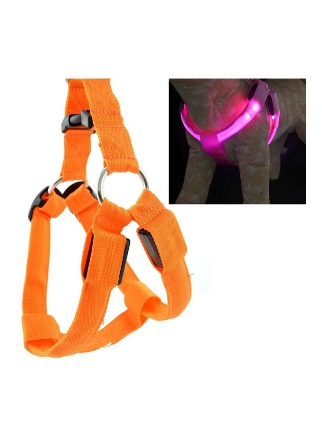بي جي إم Double Sided LED Light Nylon Pet Cat Dog Chest Strap Harness Size S Orange/Black - Image 1