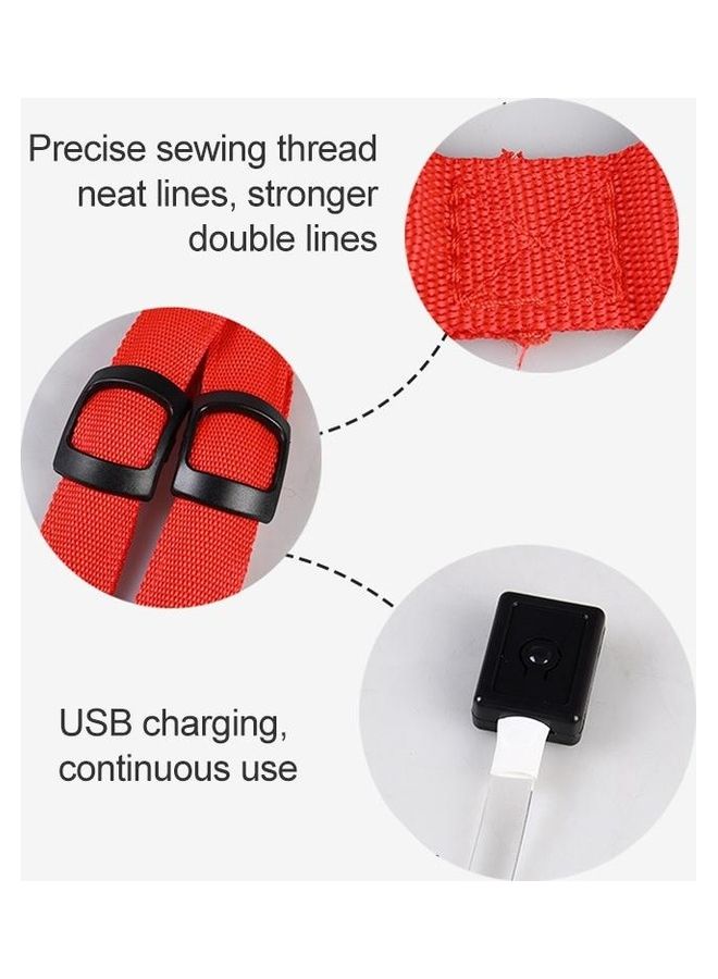 بي جي إم Double Sided LED Light Nylon Pet Cat Dog Chest Strap Harness Size S Orange/Black - Image 4