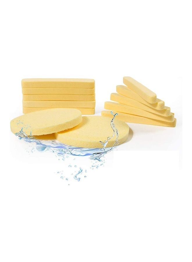 مجموعة إسفنجات مضغوطة للوجه مكونة من 12 قطعة أصفر - Image 1