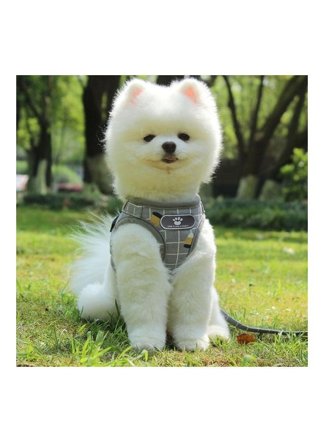 BGM Reflective And Breathable Vest Traction  Pet Rope With Chest Leash Grey Grid L - Image 3