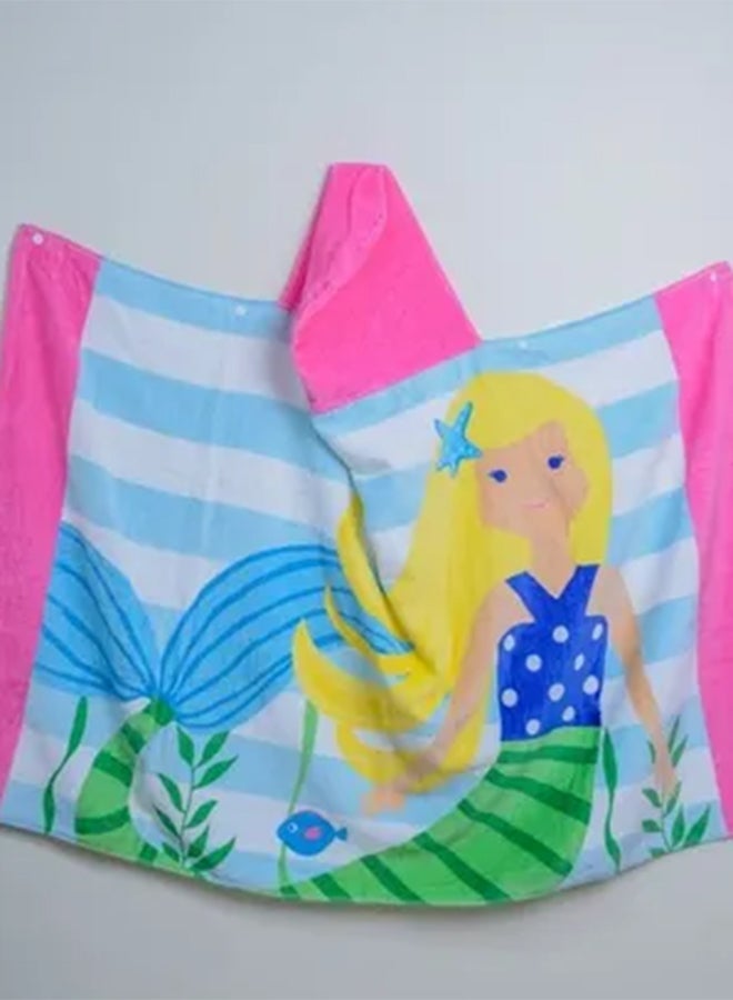 Mermaid Printed Hooded Cotton Towel Multicolour 127x76cm - v1631940893/N49916411A_3