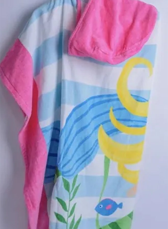 Mermaid Printed Hooded Cotton Towel Multicolour 127x76cm - v1631940893/N49916411A_4