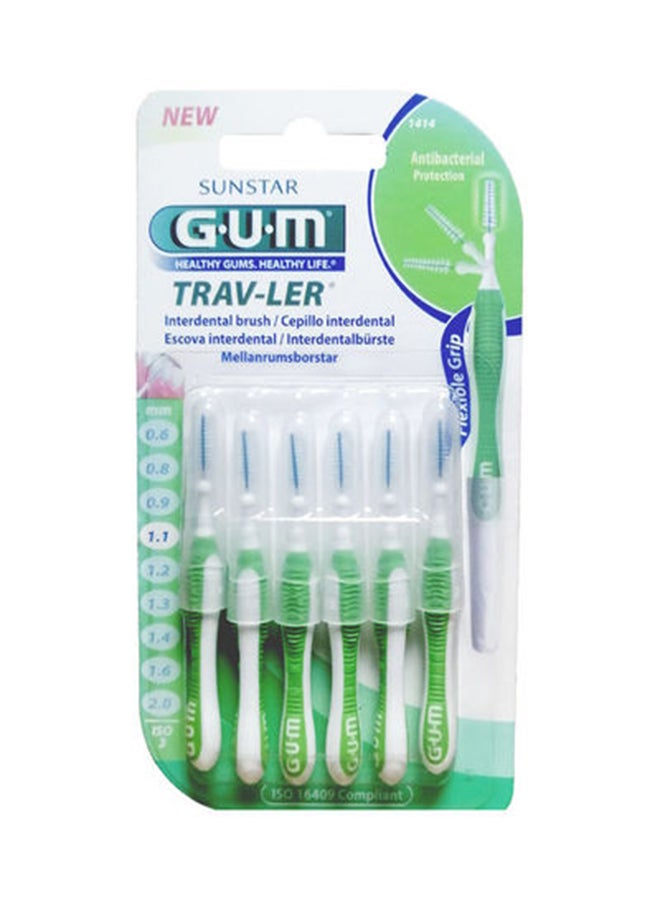 Gum 6-Piece Proxa Travler Brush Green 1.1mm