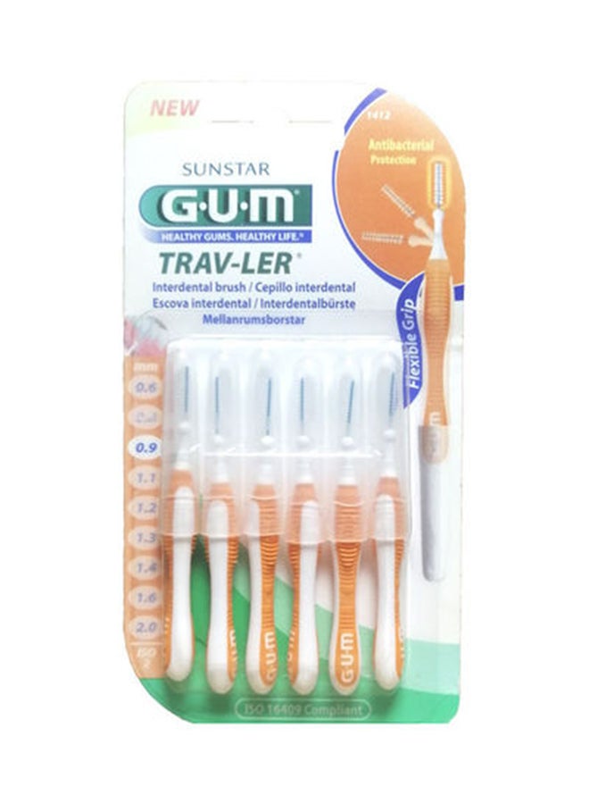 Gum 6-Piece Proxa Travler Brush Orange 0.9mm