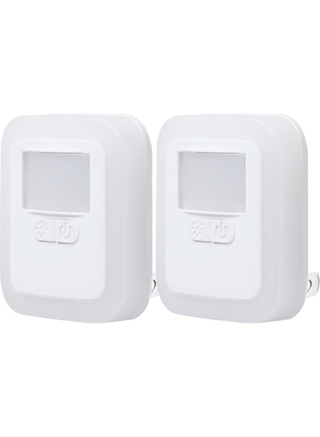 2-Piece LED Sensor Light Plug-in Motion Wall Night Lamp White 8.5x6.5x7cm  - Image 1