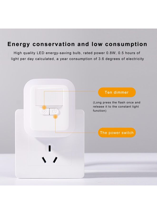 2-Piece LED Sensor Light Plug-in Motion Wall Night Lamp White 8.5x6.5x7cm  - Image 2