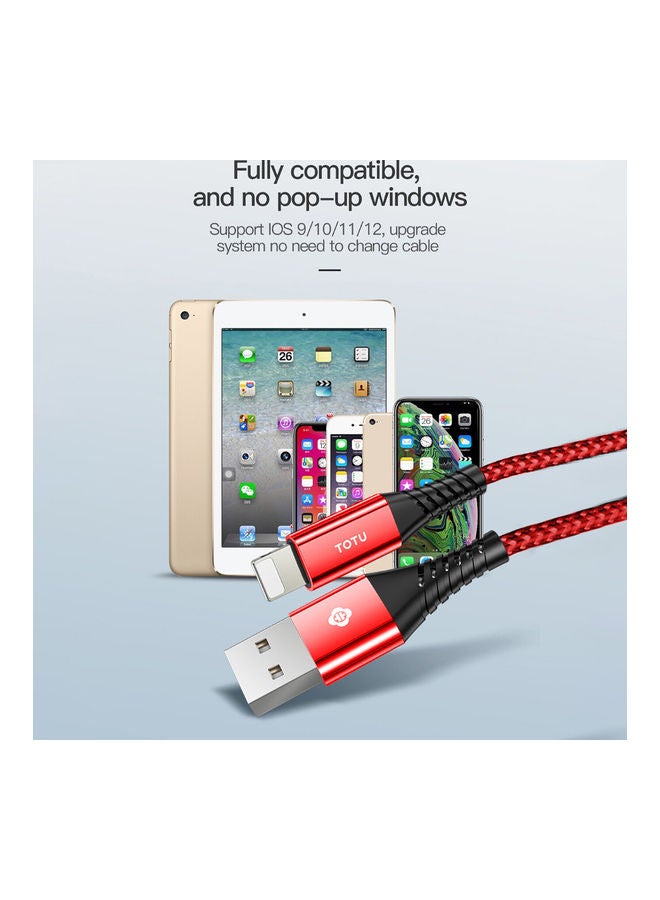توتو كابل مزامنة بيانات من USB A إلى Lightning أحمر  - Image 2