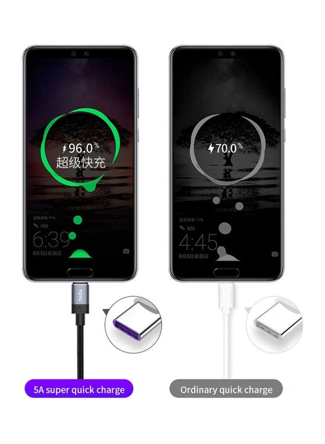 توتو كابل شحن سريع من USB A إلى Type-C رمادي  - Image 2