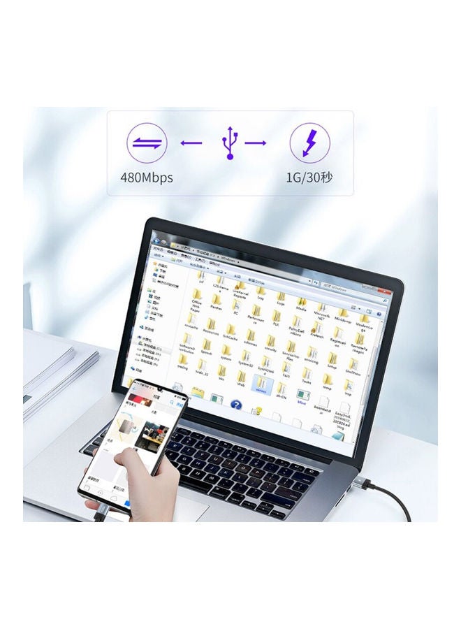 توتو كابل شحن سريع من USB A إلى Type-C رمادي  - Image 3