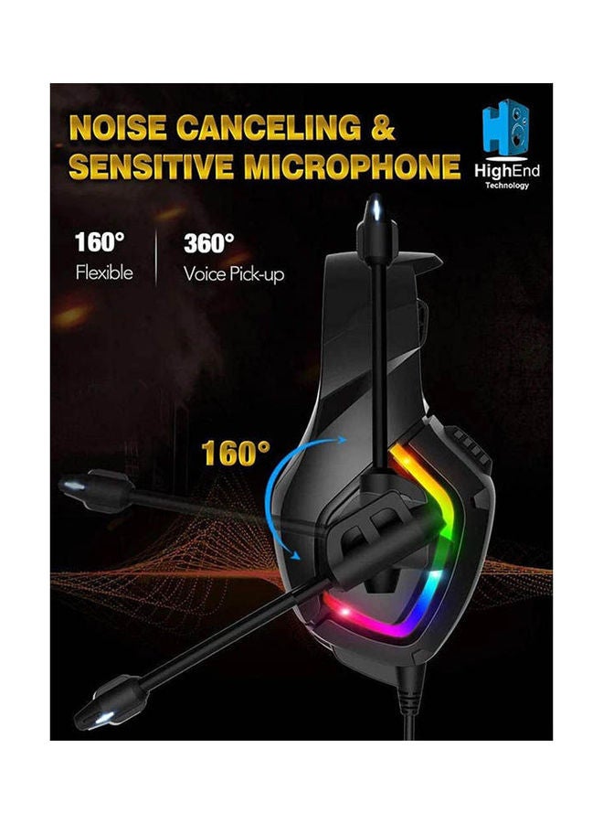 Onikuma K1B RGB Gaming Headset - 7.1 Surround Sound - Noise Cancelling Microphone - 50mm Drivers - PC / PS4 / XBOX One/ Mobile /LAPTOPS - Image 2