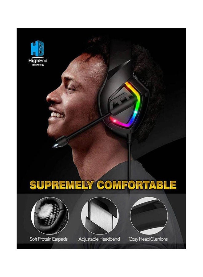 Onikuma K1B RGB Gaming Headset - 7.1 Surround Sound - Noise Cancelling Microphone - 50mm Drivers - PC / PS4 / XBOX One/ Mobile /LAPTOPS - Image 3