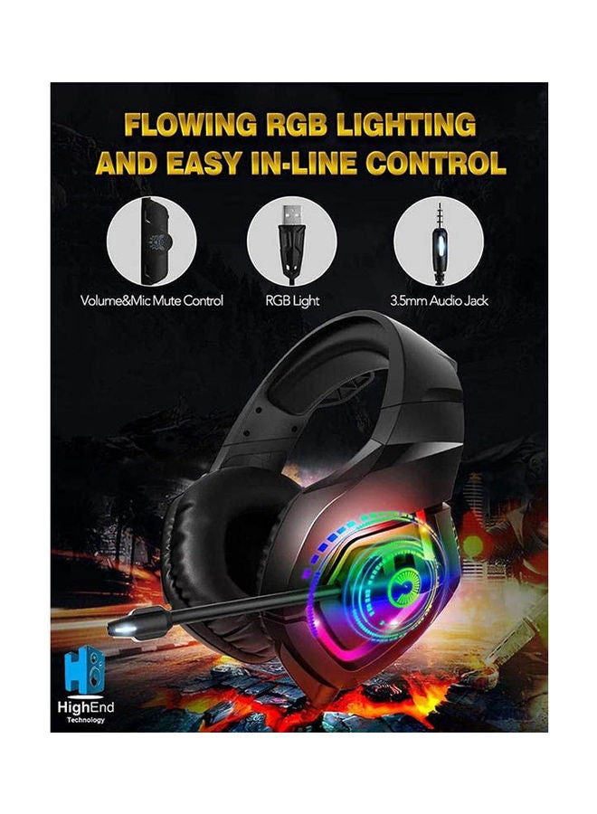 Onikuma K1B RGB Gaming Headset - 7.1 Surround Sound - Noise Cancelling Microphone - 50mm Drivers - PC / PS4 / XBOX One/ Mobile /LAPTOPS - Image 4