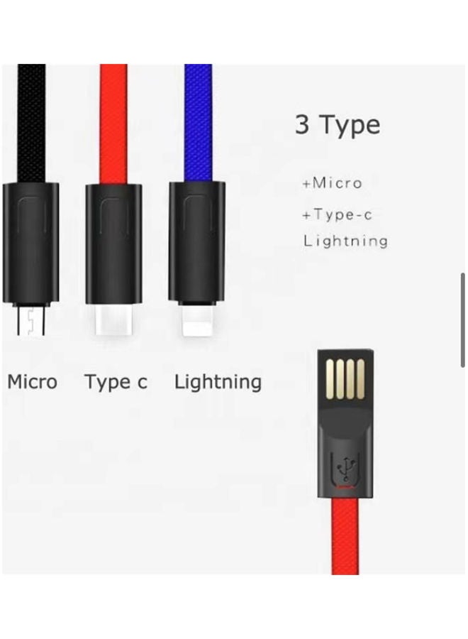 كابل مايكرو USB قابل للطي لإعادة شحن ونقل البيانات . أسود . - Image 3