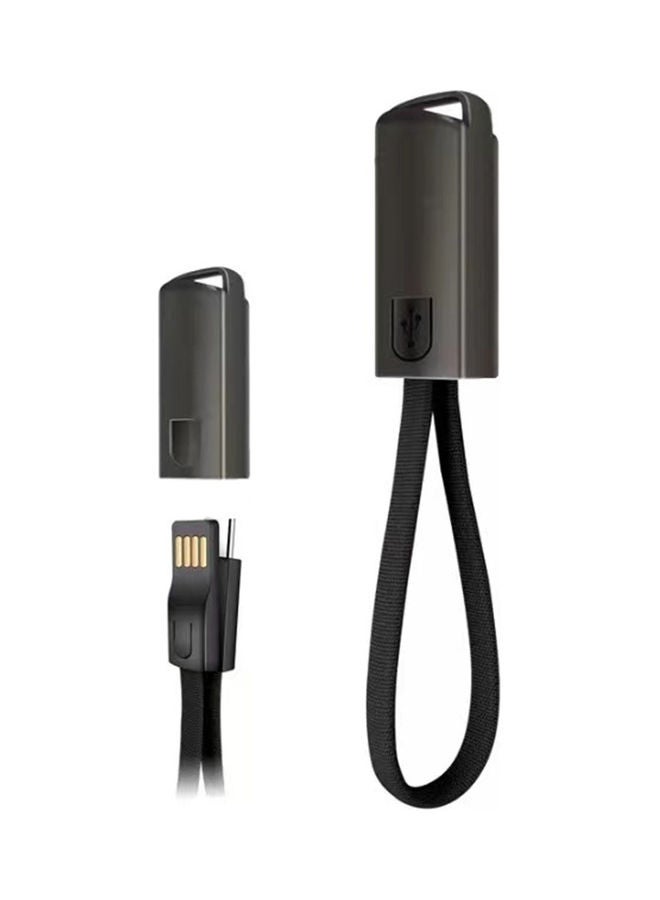 كابل مايكرو USB قابل للطي لإعادة شحن ونقل البيانات . أسود . - Image 1