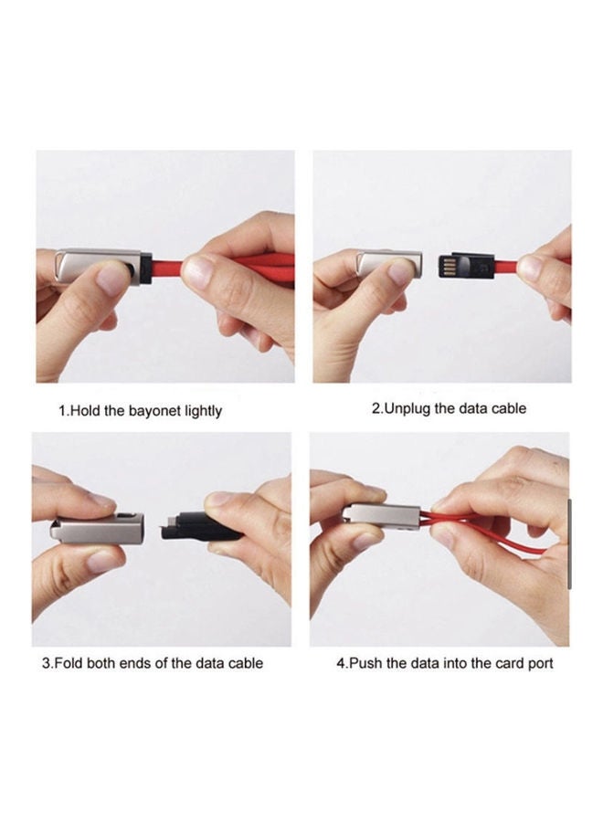 كابل مايكرو USB قابل للطي لإعادة شحن ونقل البيانات . أسود . - Image 5