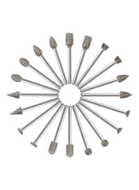20-Piece Diamond Drill Bits Silver 10.00x2.00x5.00cm