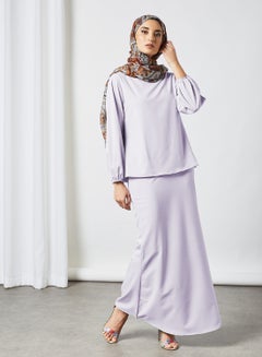 RAHA Round Neck Long Sleeves Modest Top Purple  - Image 2