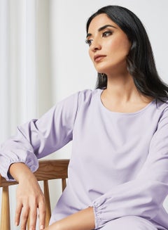 RAHA Round Neck Long Sleeves Modest Top Purple  - Image 4