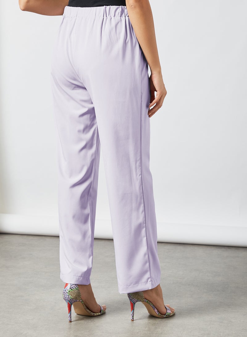 RAHA - Comfortable Elastic Waist Modest Pants Light Purple - Image 1