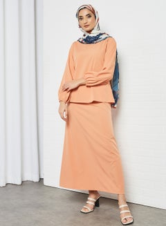 Modest Elastic Waist Long Skirt Orange - v1631970226/N46535054V_2