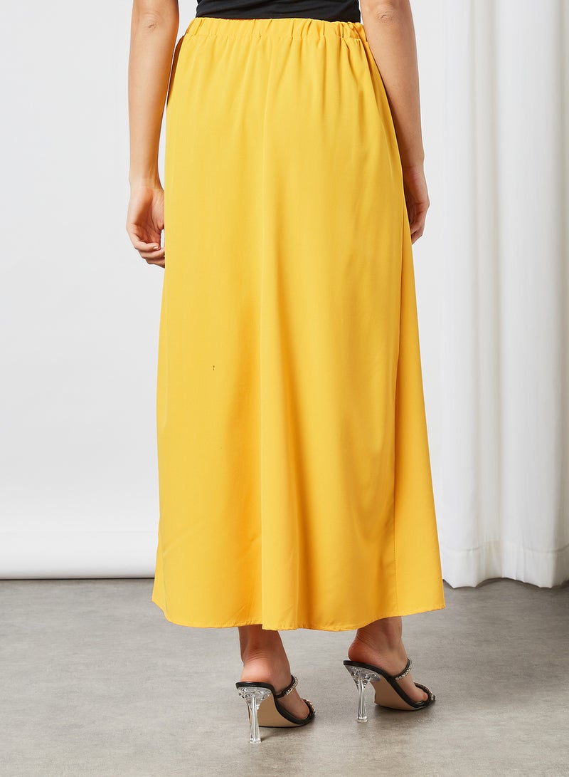 Modest Elastic Waist Long Skirt Yellow - v1631970231/N46535029V_3