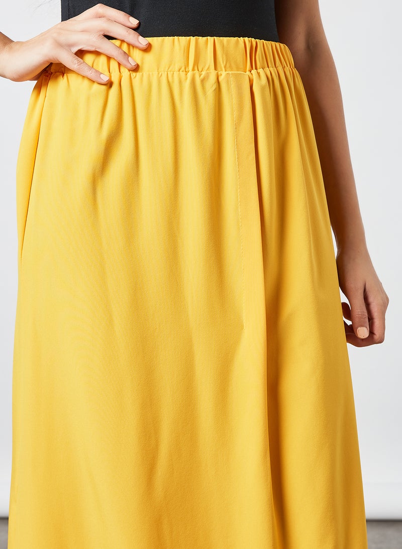 Modest Elastic Waist Long Skirt Yellow - v1631970231/N46535029V_4