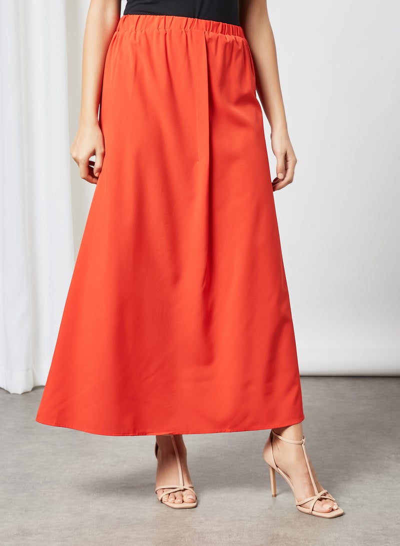 RAHA Modest Elastic Waist Long Skirt Red  - Image 1