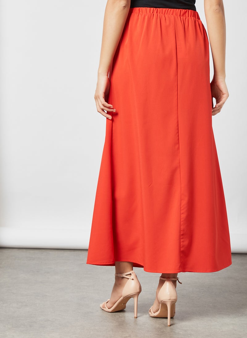 RAHA Modest Elastic Waist Long Skirt Red  - Image 3
