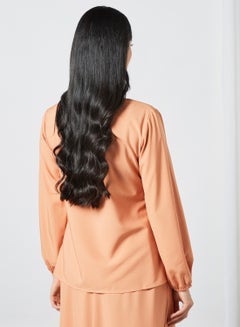 RAHA Round Neck Long Sleeves Modest Top Orange  - Image 3