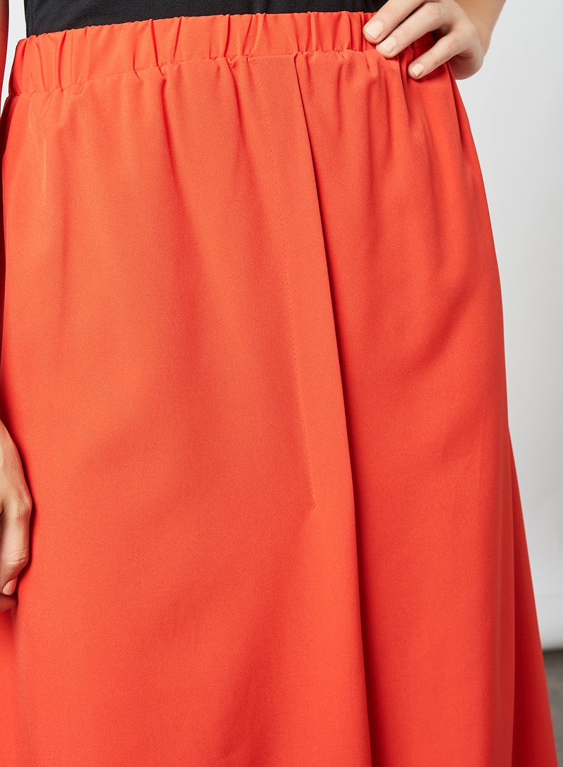 RAHA Modest Elastic Waist Long Skirt Red  - Image 4