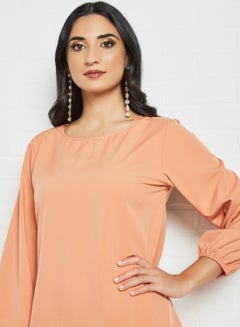 Round Neck Long Sleeves Modest Top Orange - v1631970236/N46534844V_4