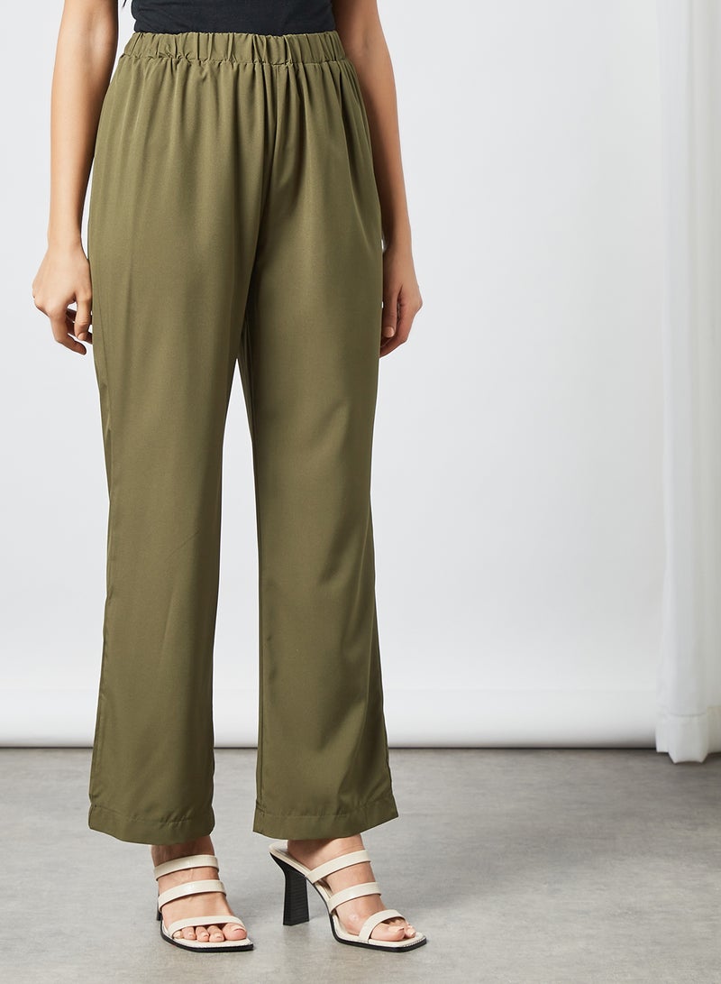 RAHA - Comfortable Elastic Waist Modest Pants Green - Image 1
